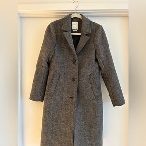 Abercrombie Wool-Blend Dad Coat | Grey Herringbone | Size Small